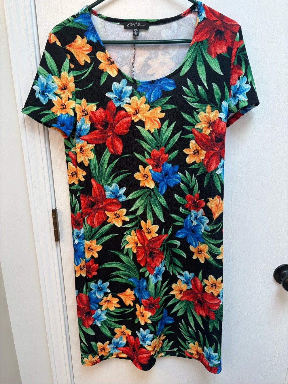 Slinky Brand Sheer Top in Black, Green & Pink Floral